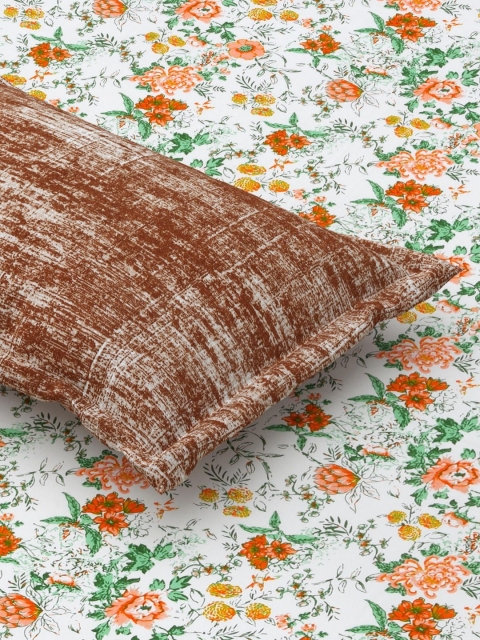 Salona Bichona Red Printed Fitted 180TC Pure Cotton Double King Bedsheet & 2 Pillow Covers - Image 7