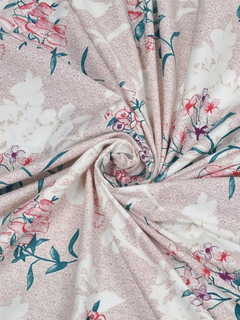 Salona Bichona Pink Printed Fitted 180TC Pure Cotton Double King Bedsheet & 2 Pillow Cover - Image 5