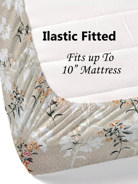 Salona Bichona Brown Printed 180 TC Pure Cotton Double King Bedsheet & 2 Pillow Covers - Image 3
