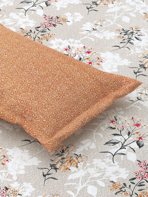 Salona Bichona Brown Printed 180 TC Pure Cotton Double King Bedsheet & 2 Pillow Covers - Image 7
