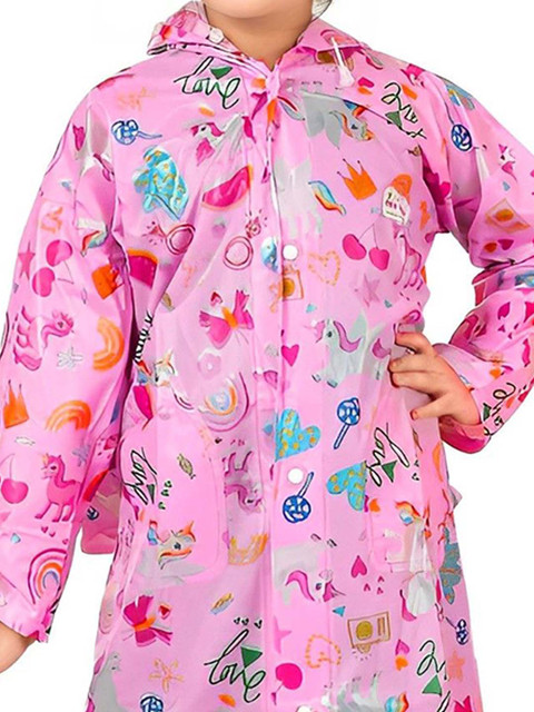 BAESD Kids Printed Hooded Rain Jacket - Image 2
