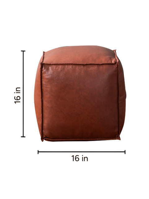 nestroots Brown Faux Leather Pouf Ottomans - Image 6