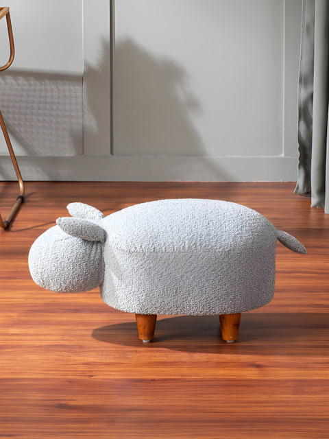 nestroots Whiskers Collection Pink & Blue 2 Pieces Wood Pouf Ottomans - Image 3