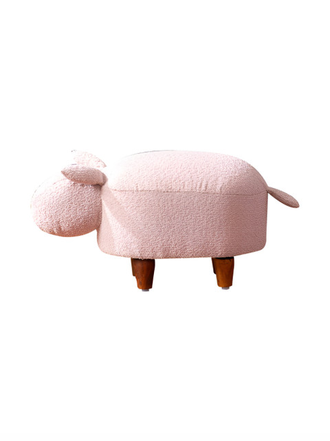 nestroots Whiskers Collection Pink & Blue 2 Pieces Wood Pouf Ottomans - Image 6