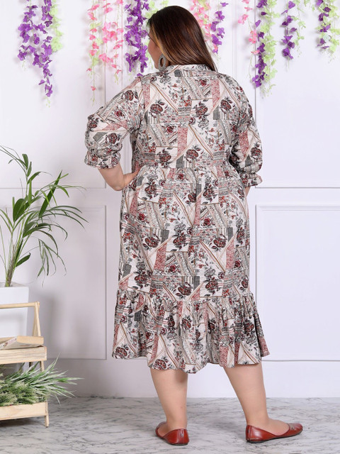 Swasti Plus Size Floral Print Fit and Flare Midi Dress - Image 5