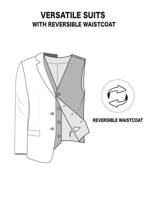 AD By Arvind Men Reversible Waistcoat Three Piece Formal Suit - Image 7