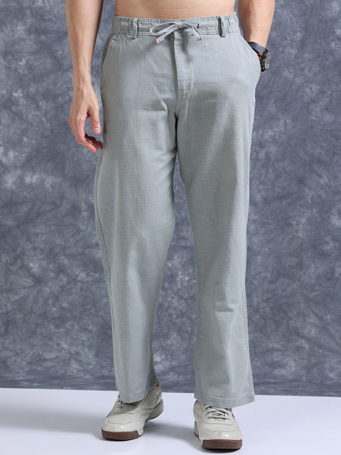 The Roadster Lifestyle Co Linen Relaxed-Fit Regular Trousers