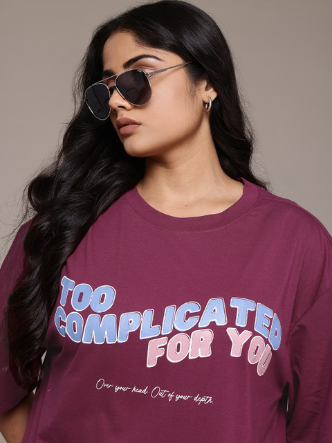 The Roadster Lifestyle Co. Plus Size Typography Printed Oversized T-shirt