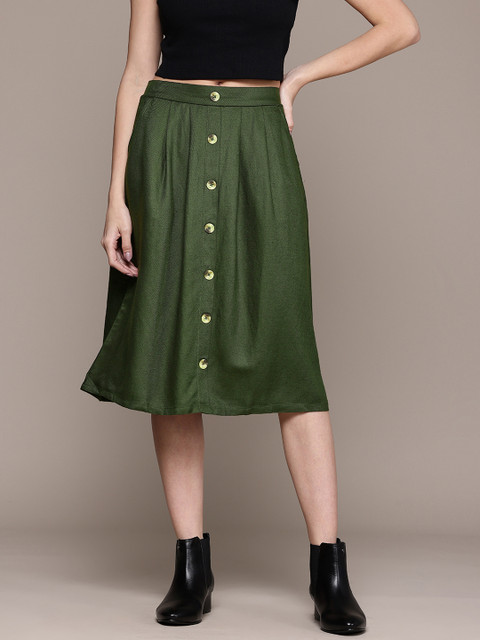 The Roadster Lifestyle Co. Button-Down Flared Skirt