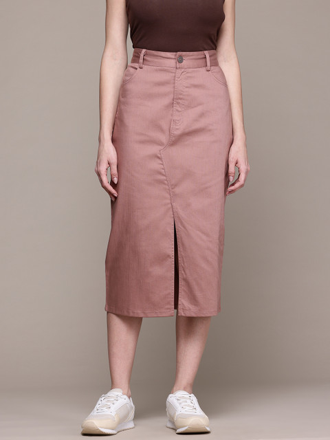 The Roadster Lifestyle Co. High-Rise Front-Slit Midi Skirt