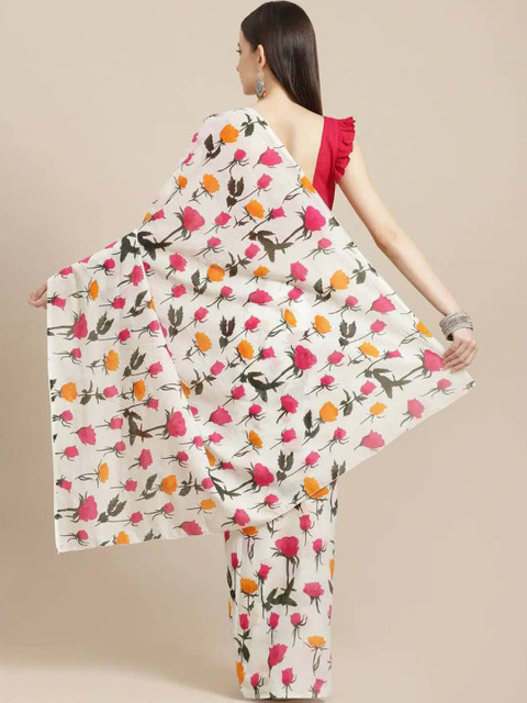 JAIPURI PRINT Floral Pure Cotton Bagru Saree - Image 2