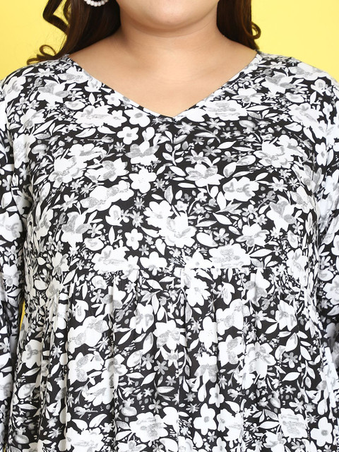 theRebelinme Plus Size Floral Print Fit & Flare Midi Dress - Image 2