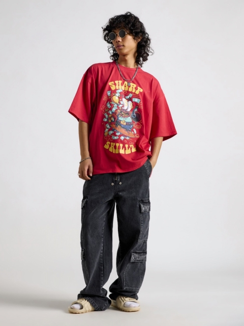 THE CLOTHING FACTORY Men Biker Printed Hooded Raw Edge T-shirt - Image 4