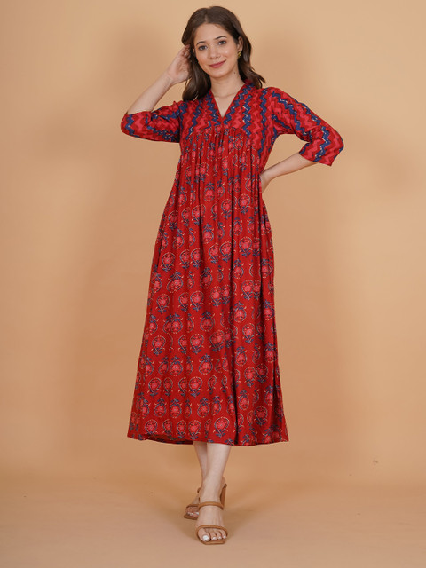INDIANIC Ethnic Motifs Print Empire A-Line Kurta