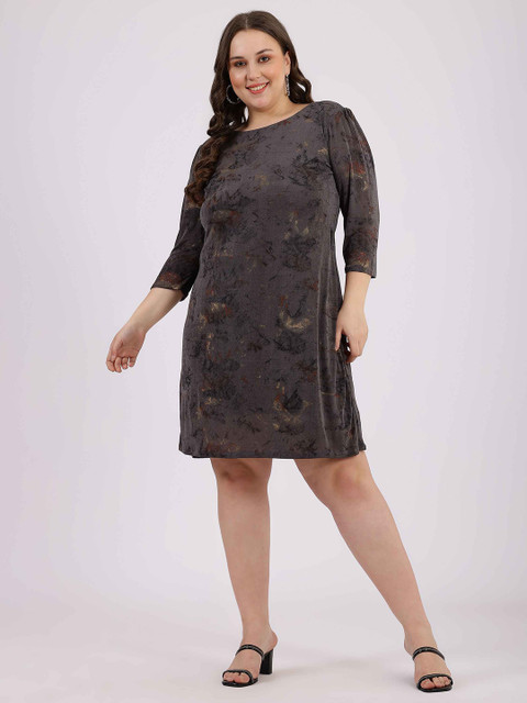 Curvy Lane Plus Size Abstract Printed A Line Dress