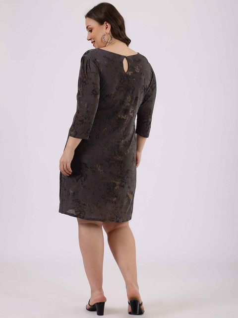 Curvy Lane Plus Size Abstract Printed A Line Dress - Image 4