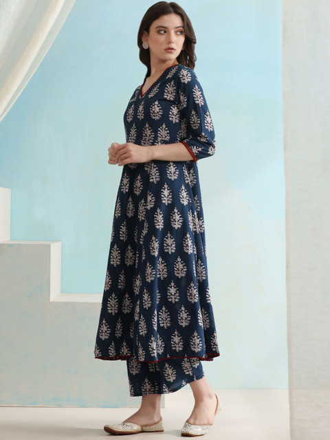 Khushal K Ethnic Motifs Printed V-Neck Pure Cotton A-Line Kurta with Palazzos & Dupatta - Image 5