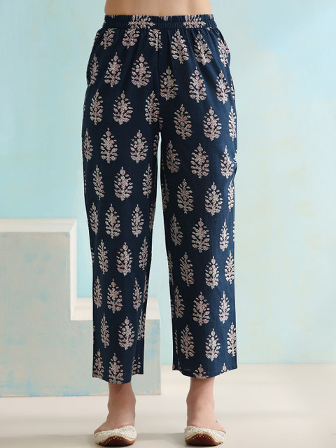 Khushal K Ethnic Motifs Printed V-Neck Pure Cotton A-Line Kurta with Palazzos & Dupatta - Image 3