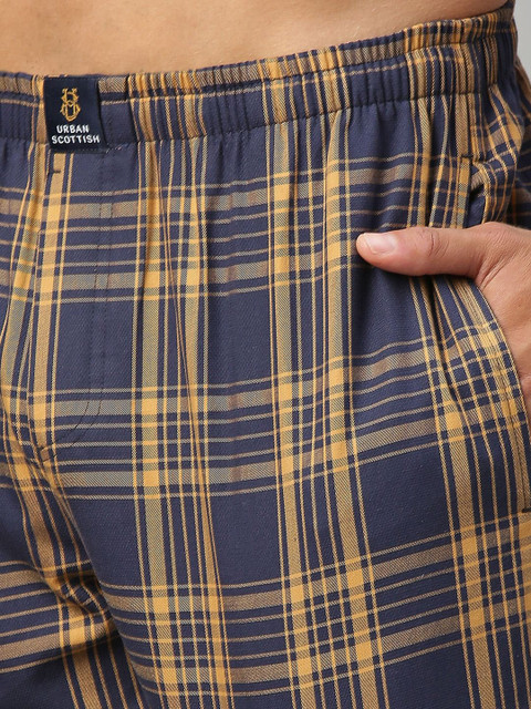 URBAN SCOTTISH Men Checked Pure Cotton Lounge Pant - Image 6
