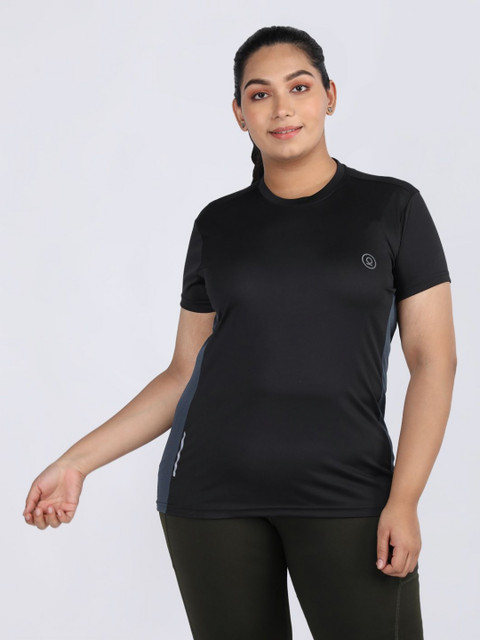 CHKOKKO Women Dry Fit Round Neck Solid Plus Size Gym T-shirt
