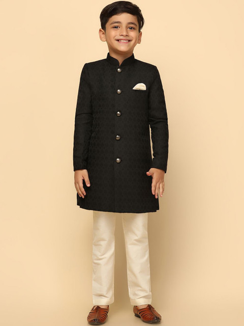 KISAH Boys Ethnic Self-Design Indowestern Sherwani Set