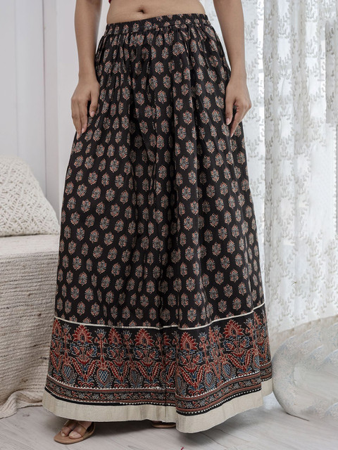 Nayo Printed Pure Cotton Flared Maxi Skirt