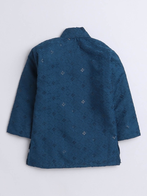 BAESD Boys Embroidered Regular Thread Work Pure Cotton Kurta with Trousers - Image 3