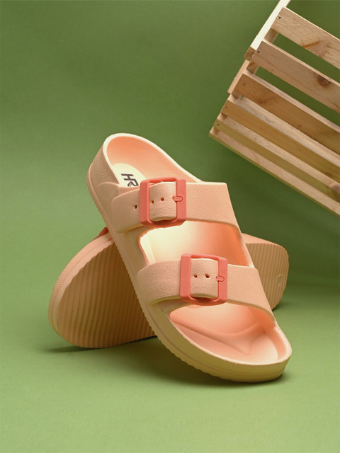 HRX by Hrithik Roshan Women Orange-coloured Rubber Sliders