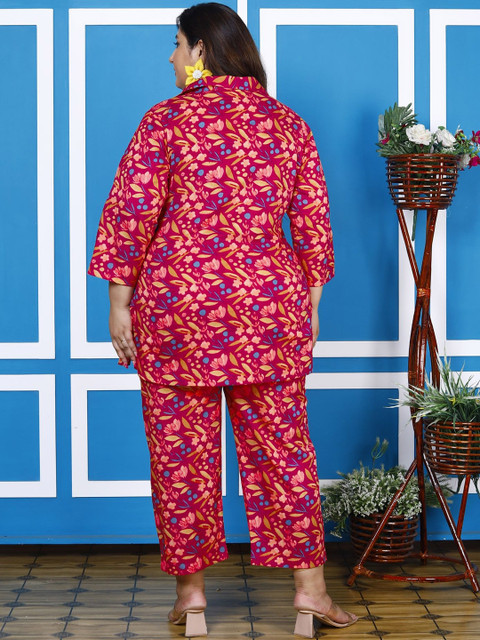 KALINI Plus Size Floral Printed Pure Cotton Tunic & Trousers - Image 5