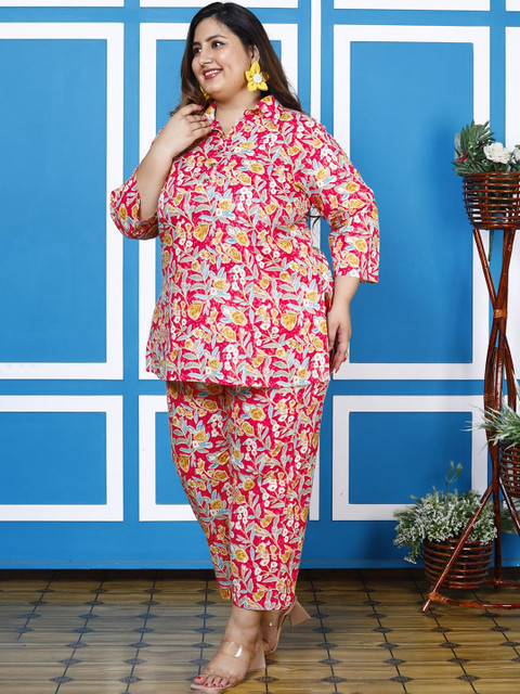 Swasti Plus Size Floral Printed Pure Cotton Tunic & Trouser - Image 5