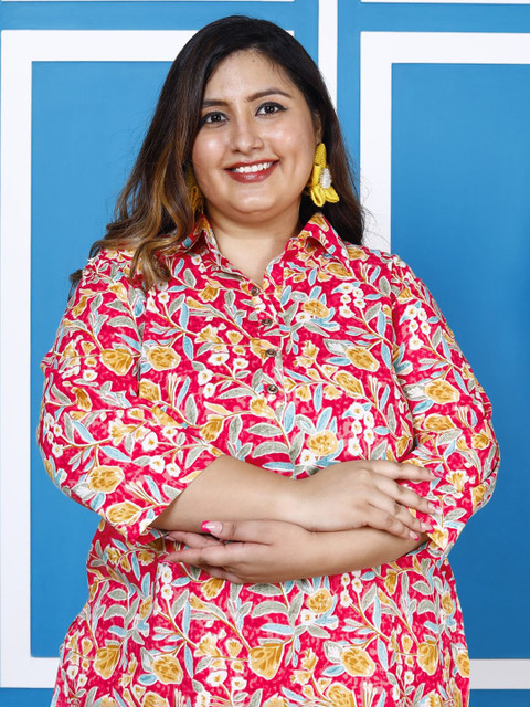 Swasti Plus Size Floral Printed Pure Cotton Tunic & Trouser - Image 2