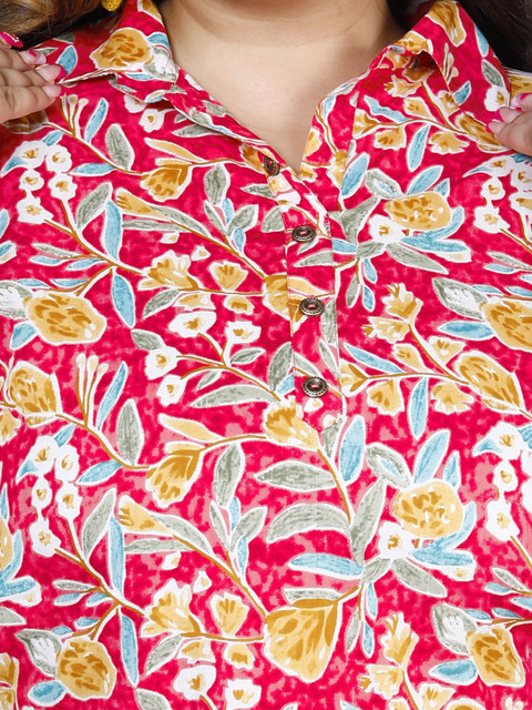 Swasti Plus Size Floral Printed Pure Cotton Tunic & Trouser - Image 7