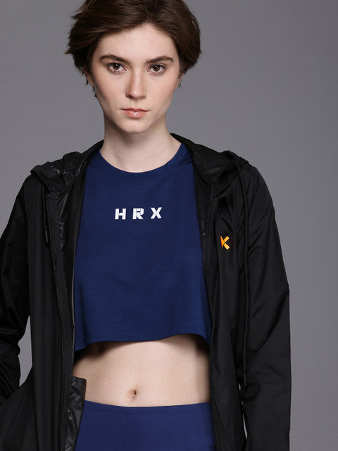 HRX by Hrithik Roshan PERFORMANCEBONDED Brand Logo Rapid-Dry Crop Training T-shirt