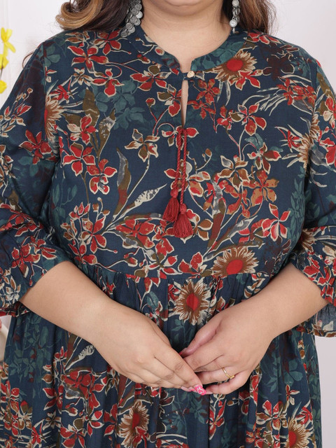 Swasti Plus Size Floral Print A-Line Midi Dress - Image 2