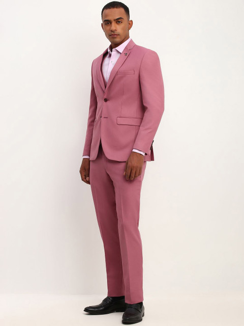 Allen Solly Men Self Design Slim-Fit Single-Breasted Three-Piece Formal Suit - Image 3