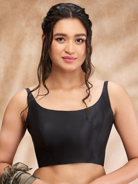 SALWAR STUDIO Taffeta Solid Sleeveless Saree Blouse