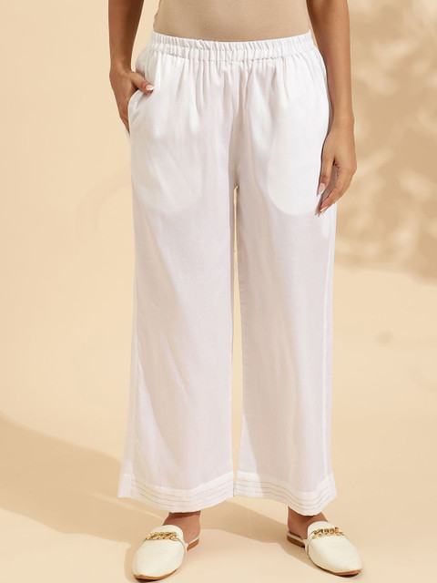 Sringam Embroidered Shirt Collar Pure Cotton Tunic & Trousers - Image 3