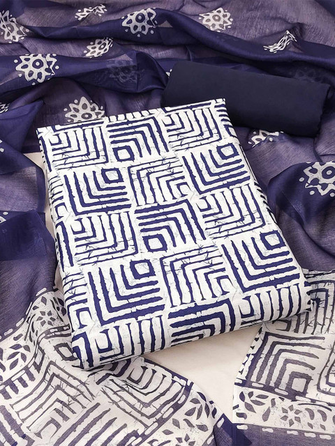 Peachmode Geometric Printed Pure Cotton Unstitched Dress Material