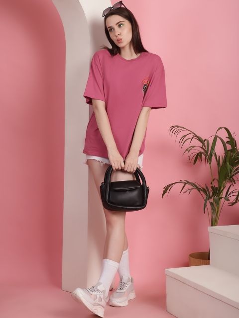 Fabflee Women Graphic Printed Round Neck Cotton Oversized T-shirt - Image 7