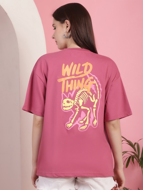 Fabflee Women Graphic Printed Round Neck Cotton Oversized T-shirt - Image 4