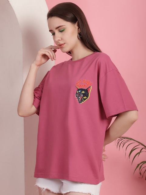 Fabflee Women Graphic Printed Round Neck Cotton Oversized T-shirt - Image 5