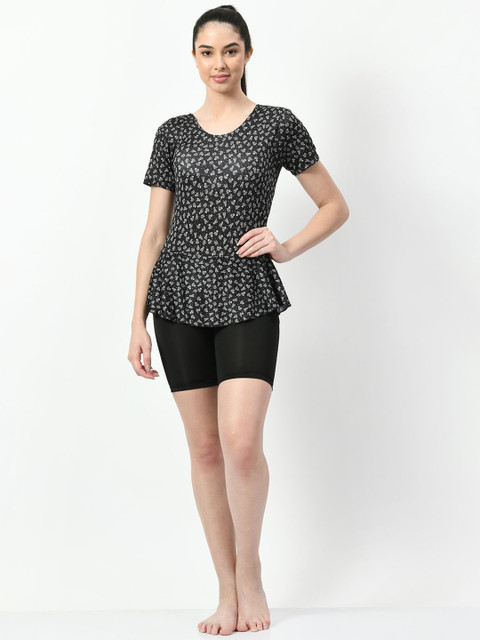 JMT Wear Printed Swimming Dress With Attached Shorts