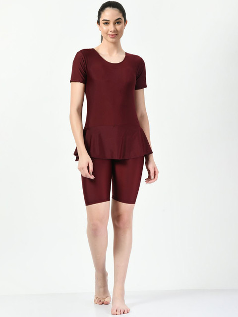 JMT Wear Round Neck Swimwear With Attached Shorts