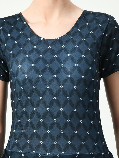 JMT Wear Printed Round Neck Short Sleeve Swimming Dress With Attached Shorts - Image 2