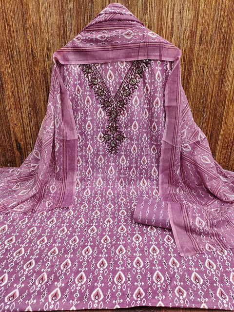 KALINI Ethnic Motifs Printed Pure Cotton Unstitched Dress Material