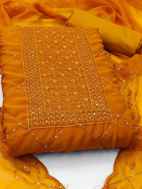 KALINI Embroidered Silk Georgette Unstitched Dress Material - Image 3