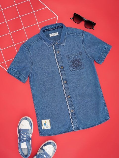 Pantaloons Junior Boys Solid Spread Collar Short Sleeves Casual Shirt