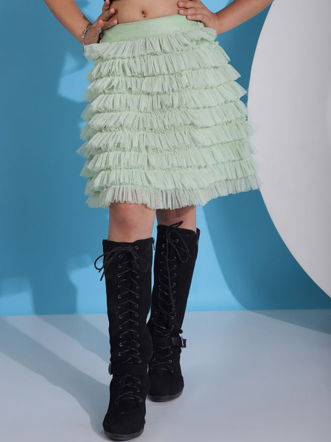 NEUDIS Girls Net Tiered Knee Length Skirts