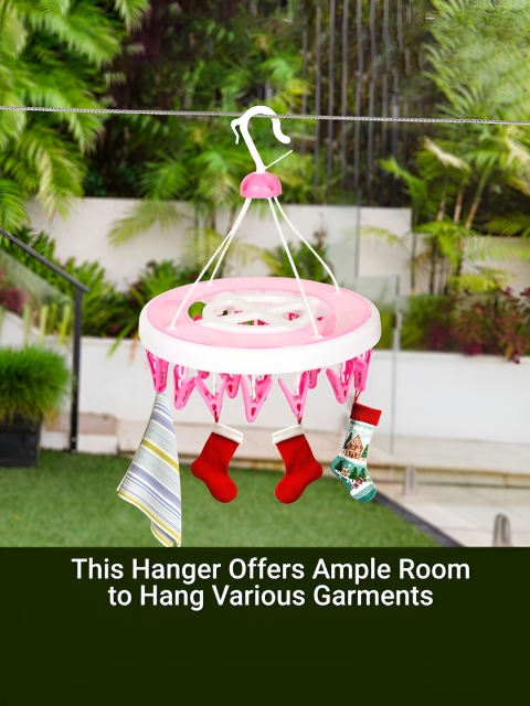 Kuber Industries Pink & White 2 Pieces Colorblocked Clip Hangers - Image 5
