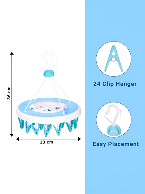 Kuber Industries Blue & White Colorblocked Clips Hanger - Image 3